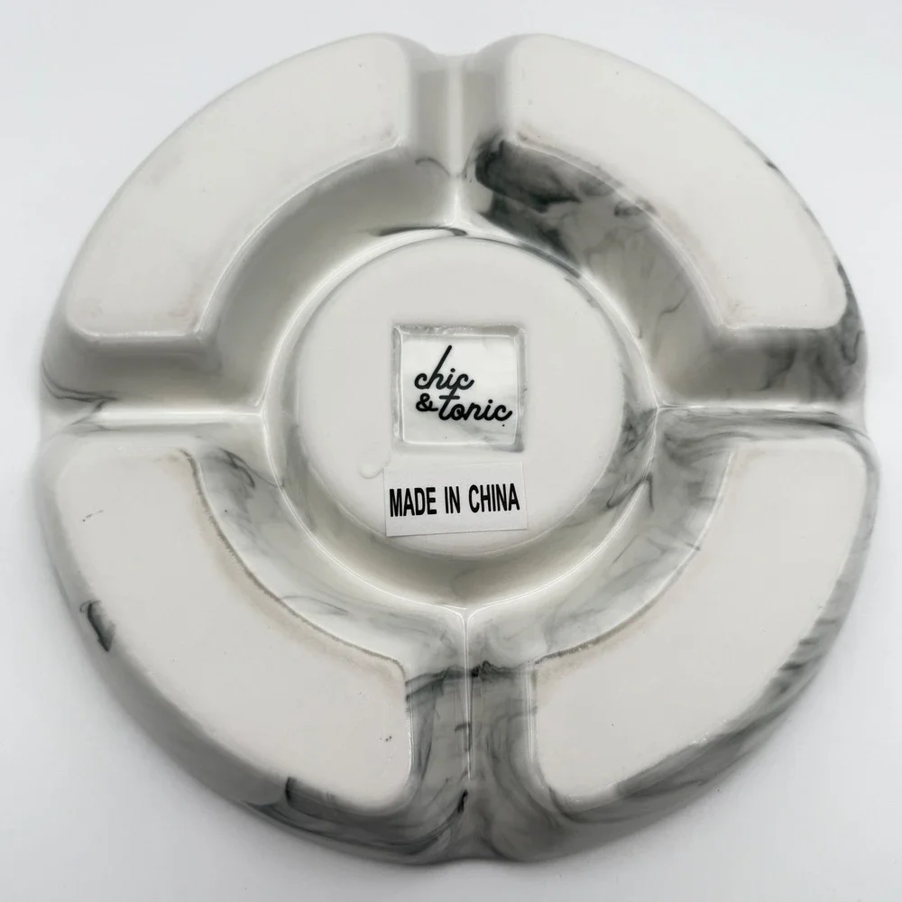 Chic‎ & Tonic The Polished Collection 8in Ceramic Sectional Marble Party Dish